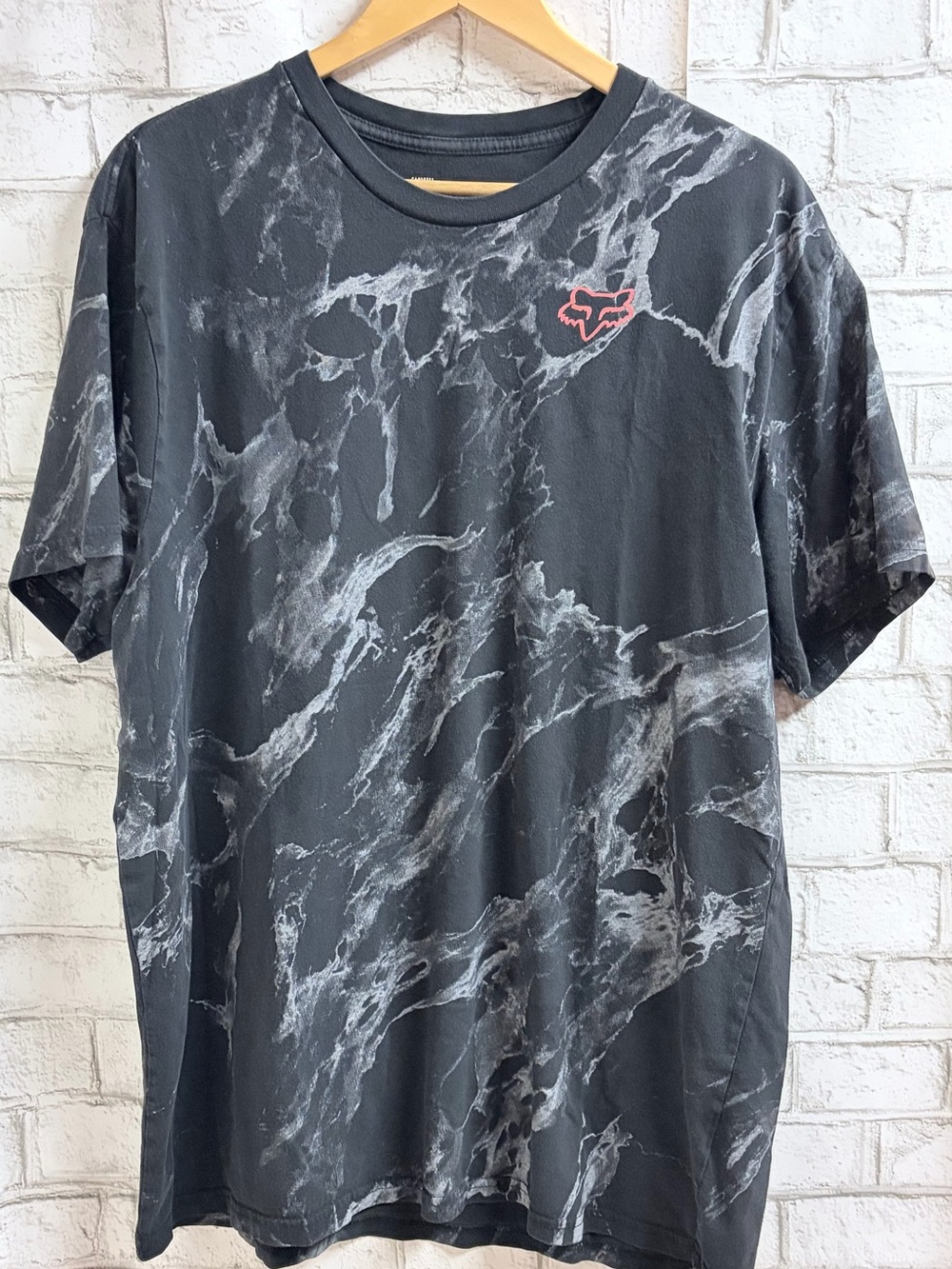 FOX Racing Black Marble-Print Short Sleeve Tee XXL
